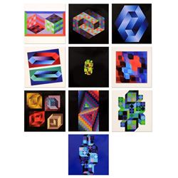 Hommage Al'hexagone (Portfolio) by Vasarely (1908-1997)