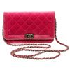 Image 1 : Chanel Pink Velvet Boy Bag Wallet On Chain WOC Crossbody Bag