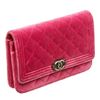 Image 6 : Chanel Pink Velvet Boy Bag Wallet On Chain WOC Crossbody Bag