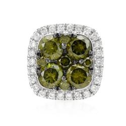 14k White Gold 0.46CTW Diamond and Green Dia Pendant, (SI/H)