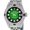 Image 1 : Rolex Ladies Stainless Steel 26MM Green Vignette Diamond Datejust Wriswatch