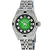 Image 2 : Rolex Ladies Stainless Steel 26MM Green Vignette Diamond Datejust Wriswatch