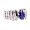 Image 1 : 2.56 ctw Blue Sapphire And Diamond Ring - 14KT White Gold