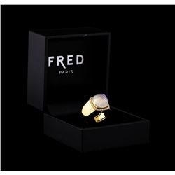 Fred of Paris Pain De Sucre Chalcedony and Diamond Ring - 18KT Yellow Gold