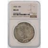 Image 1 : 1923 $1 Peace Silver Dollar Coin NGC MS65