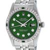 Image 1 : Rolex Mens Stainless Steel Green Diamond & Emerald 36MM Datejust Wristwatch