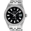Image 1 : Rolex Mens Stainless Steel Black Baguette Diamond 36MM Datejust Wristwatch