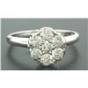 Image 1 : 14k Solid White Gold 0.91 ctw 7 Raised Round Brilliant Cut Diamond Cluster Ring