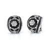 Image 1 : 18k White Gold 1.14CTW Diamond and Onyx and Crystal Earrings, (SI1 /H-I)
