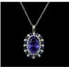 Image 2 : 16.62 ctw Tanzanite Pendant With Chain - 14KT White Gold
