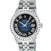Image 2 : Rolex Mens Stainless Steel Blue Vignette Roman Diamond Datejust Wristwatch With