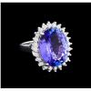 Image 1 : 8.58 ctw Tanzanite and Diamond Ring - 14KT White Gold