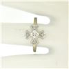 Image 5 : 14k White Gold European Cut Diamond Solitaire Ring w/ Single Cut Accents