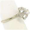 Image 7 : 14k White Gold European Cut Diamond Solitaire Ring w/ Single Cut Accents
