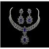 Image 2 : GIA Cert 22.54 ctw Tanzanite and Diamond Suite - 18KT White Gold