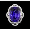 Image 2 : GIA Cert 25.82 ctw Tanzanite and Diamond Ring - 14KT White Gold