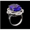 Image 4 : GIA Cert 25.82 ctw Tanzanite and Diamond Ring - 14KT White Gold