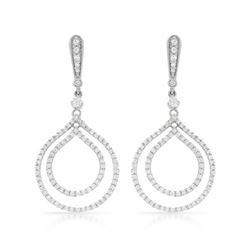 14k White Gold 1.23CTW Diamond Earrings, (SI3/G)