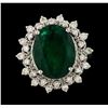 Image 2 : 7.78 ctw Emerald and Diamond Ring - 14KT White Gold
