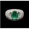 Image 2 : 14KT White Gold 2.50 ctw Emerald and Diamond Ring