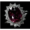 Image 2 : 4.16 ctw Pink Rhodolite and Diamond Ring - 14KT White Gold