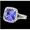 Image 1 : 5.90 ctw Tanzanite and Diamond Ring - 14KT White Gold