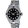 Image 2 : Rolex Ladies Stainless Steel Black Diamond & Sapphire Datejust Wristwatch