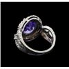 Image 3 : 4.45 ctw Tanzanite and Diamond Ring - 14KT White Gold