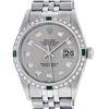 Image 2 : Rolex Mens Stainless Steel Slate Grey Diamond & Emerald Datejust Wristwatch