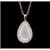Image 1 : 14KT Rose Gold 6.23 ctw Opal and Diamond Pendant With Chain