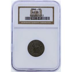 1866 Shield Nickel with Rays Coin NGC AU55