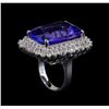 Image 4 : GIA Cert 26.67 ctw Tanzanite and Diamond Ring - 14KT White Gold