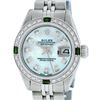 Image 2 : Rolex Ladies Stainless Steel Blue MOP Diamond & Emerald Datejust Wristwatch