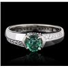 Image 1 : 14KT White Gold 0.50 ctw Emerald and Diamond Ring