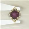 Image 7 : 14K Two Tone Gold 11.60 ctw Cabochon Star Ruby & Champagne Diamond Cocktail Ring