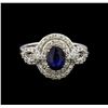 Image 2 : 14KT White Gold 1.02 ctw Sapphire and Diamond Ring