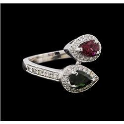 1.22 ctw Tourmaline and Diamond Ring - 14KT White Gold