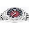 Image 6 : Rolex Mens Stainless Steel Red Vignette Roman Diamond Datejust Wristwatch With W