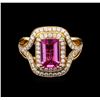 Image 2 : 1.86 ctw Pink Sapphire and Diamond Ring - 18KT Rose Gold