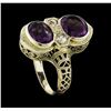 Image 4 : 2.00 ctw Amethyst and Diamond Ring - 18KT White Gold