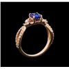 Image 4 : 0.71 ctw Sapphire and Diamond Ring - 14KT Rose Gold