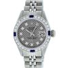 Image 2 : Rolex Ladies Stainless Steel Slate Grey Stamp Diamond & Sapphire Datejust Wristw