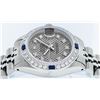 Image 3 : Rolex Ladies Stainless Steel Slate Grey Stamp Diamond & Sapphire Datejust Wristw