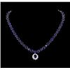 Image 1 : 50.00 ctw Blue Sapphire and Diamond Necklace - 14KT White Gold