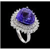 Image 4 : GIA Cert 12.12 ctw Tanzanite and Diamond Ring - 14KT White Gold