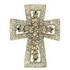Image 1 : 14k Two Tone Gold 1.00 ctw Champagne & White Diamond Petite Cross Slide Pendant
