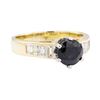 Image 1 : 1.55 ctw Sapphire and Diamond Ring - 14KT Yellow and White Gold
