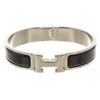 Image 1 : Hermes Black Enamel Palladium Plated Narrow Clic Clac H Bracelet PM