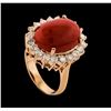 Image 4 : 6.30 ctw Coral and Diamond Ring - 14KT Rose Gold