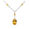 Image 2 : 19.46 ctw Citrine Quartz and Diamond Necklace - 18KT White Gold